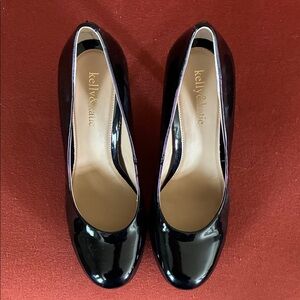 Kelly & Katie Black Patent Round-Toe Heels
